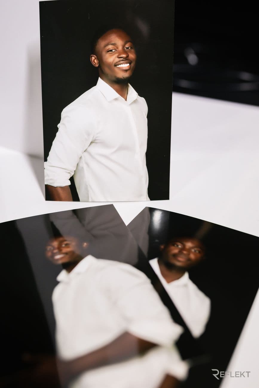 Printed headshots from the Reflekt headshot photo booth